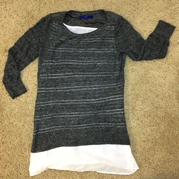 Apt. 9 Sweaters - APT 9 SWEATER - Gray and White Layered Sweater